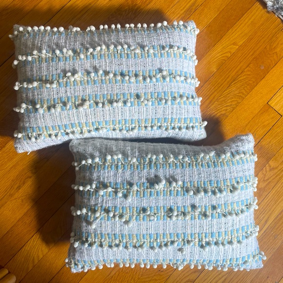 Anthropologie Other - Textured Blue and White Throw Pillow Covers